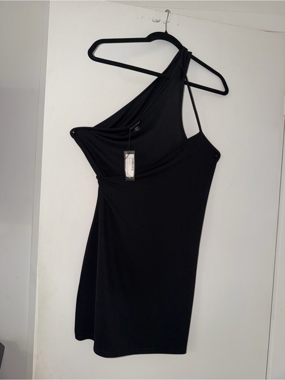 PrettyLittleThing Black One-Shoulder Mini Dress